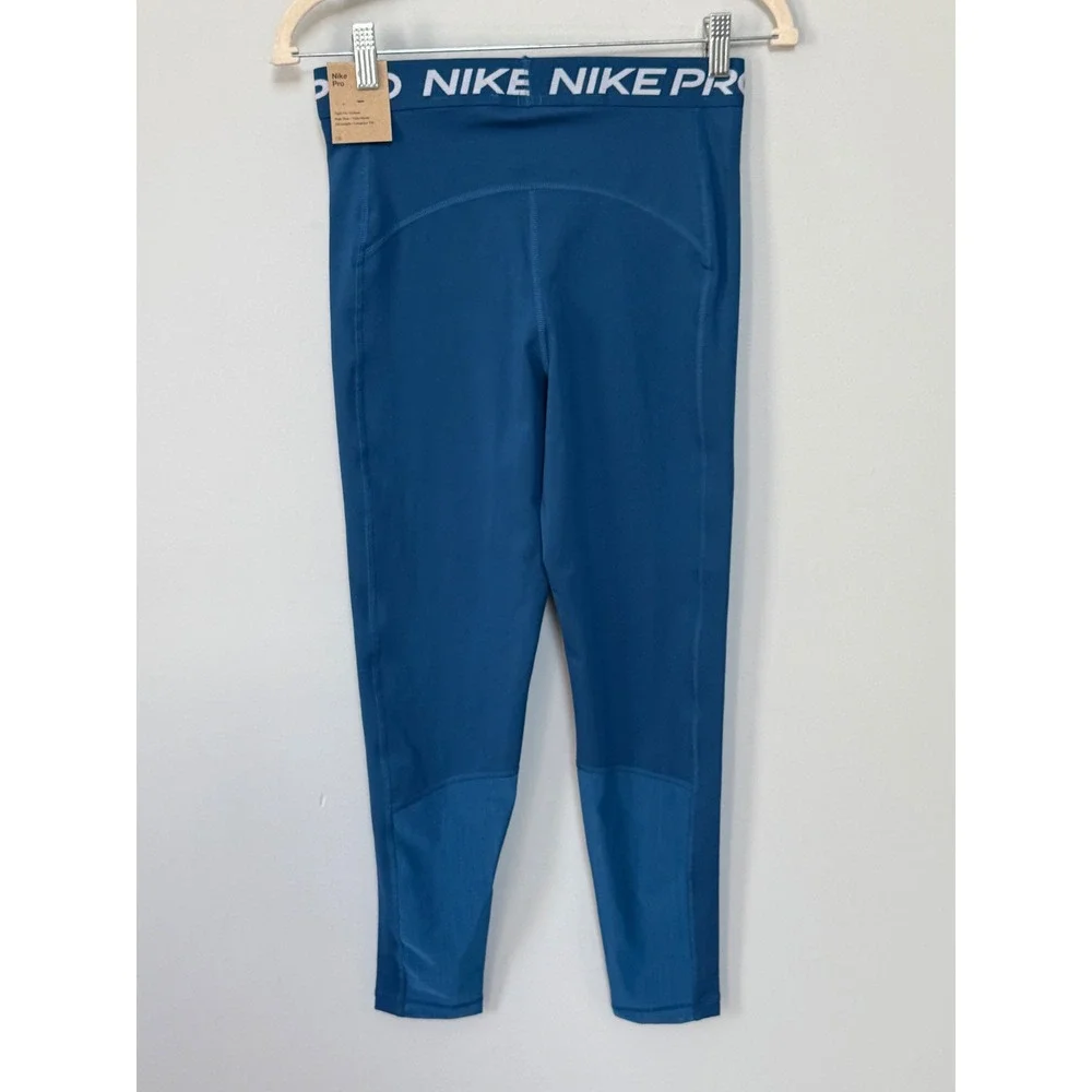 Nike Pro Women's‎ High Rise 7/8 length Training Tight Fit Leggings Blue Sz M NEW